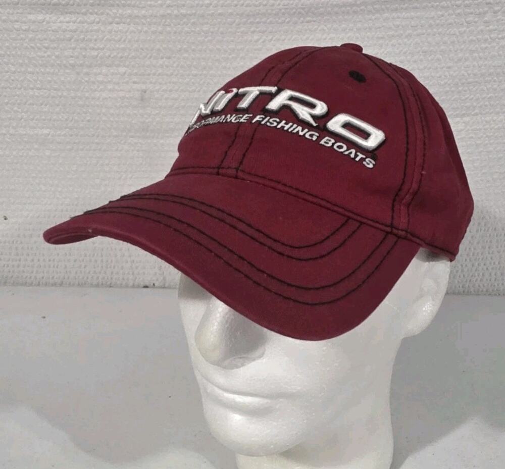 Vintage Nitro Performance Fishing Boats Snapback Hat Cap Cotton Unisex Dark Red